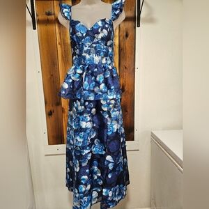 Lulu's Navy and White Floral Dress